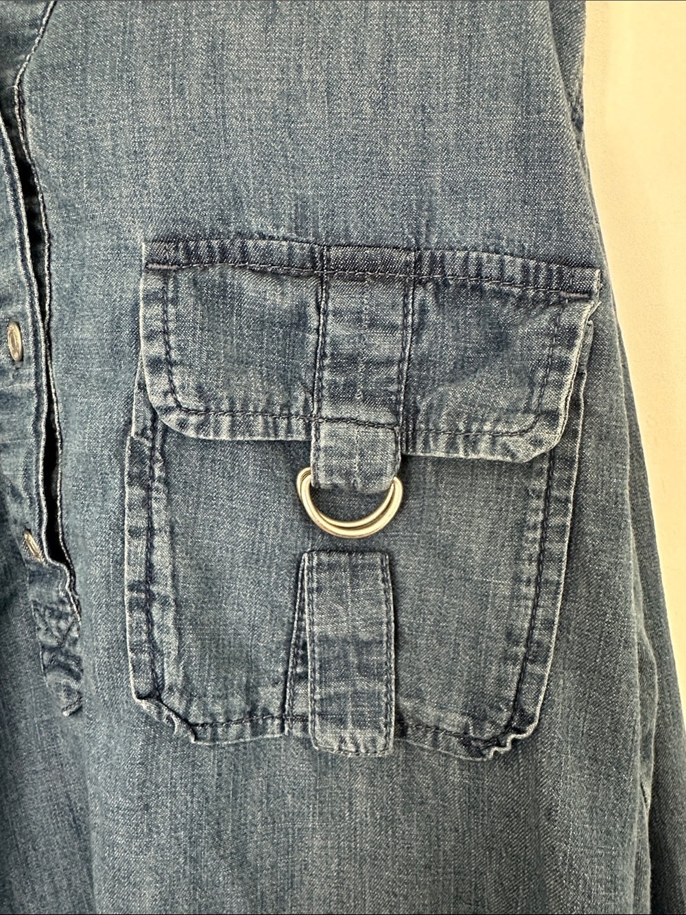 GAP 1969 Denim Button Chambray Popover in Blue - Picture 5 of 7